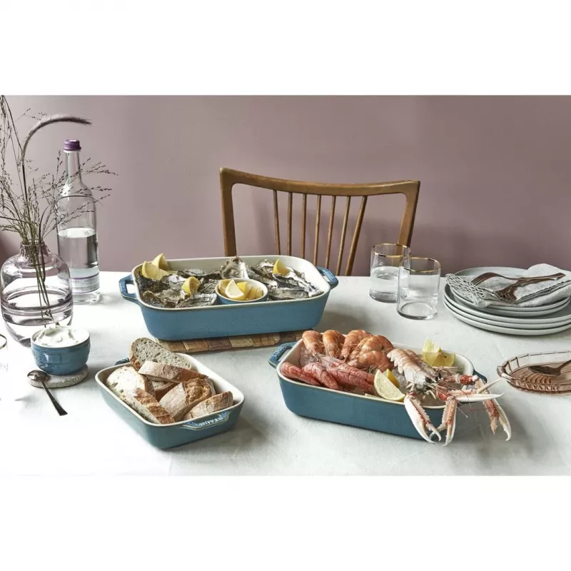 Staub 40508-172-0 Ceramic Rectangular Bakeware Set, 3-Piece, Antique Turquoise