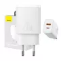 Wall charger Baseus Compact 1x USB-A + 1x USB-C 3A, compact travel adapter