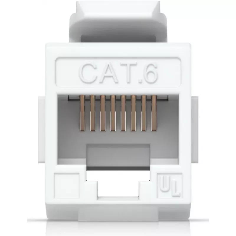 UBIQUITI CAT6 KEYSTONE COUPLER, 12-PACK. PASS-THROUGH CAT6 KEYSTONE COUPLER FOR CONNECTING PRE-TERMINATED ETHERNET CABLES SEAMLESSLY