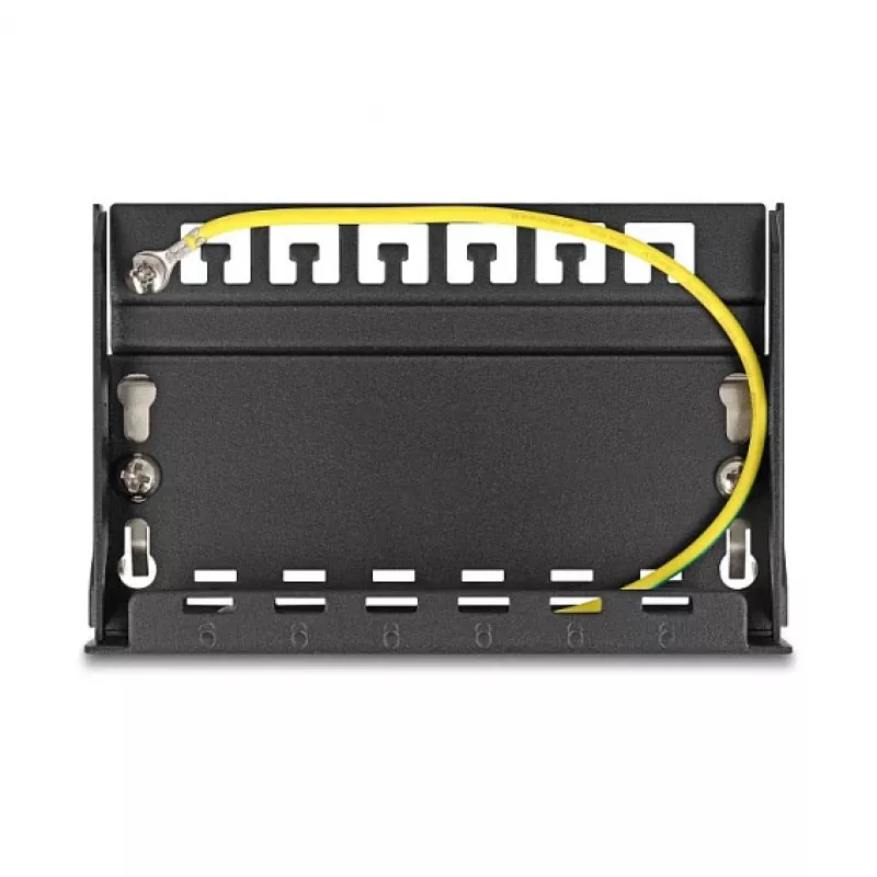 Blank Panel 6‑port for Keystone RJ‑modules DELOCK 90628, black, metal, for table/wall/DIN‑rail mounting