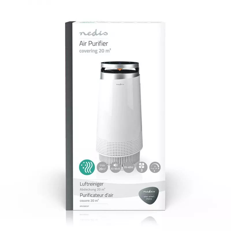 Nedis AIPU100CWT air purifier 20 m² 50 dB 35 W Black, White