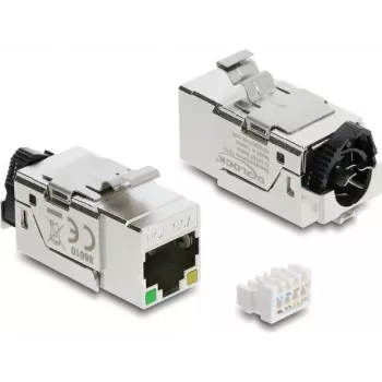 Keystone module DELOCK 86610 — flat stainless steel RJ-45, 16.4×37.5×22 mm