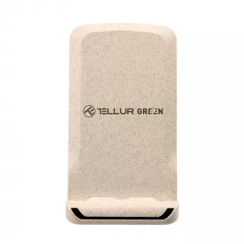 Wireless charger Tellur TLL151311 15W, Qi-compatible fast charging pad, cream