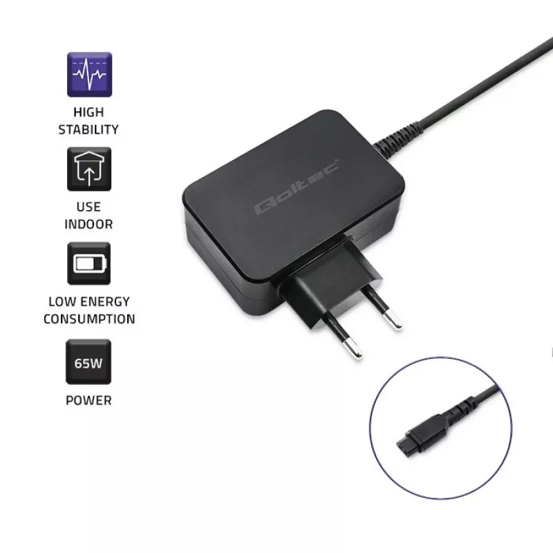 Universal power adapter QOLTEC 52414 65W with 10 interchangeable plugs