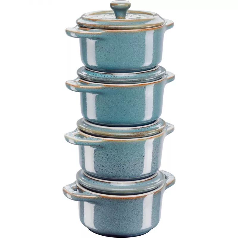 Staub Mini Cocotte Round, 4 pcs. - 200ml, Antique Turquoise