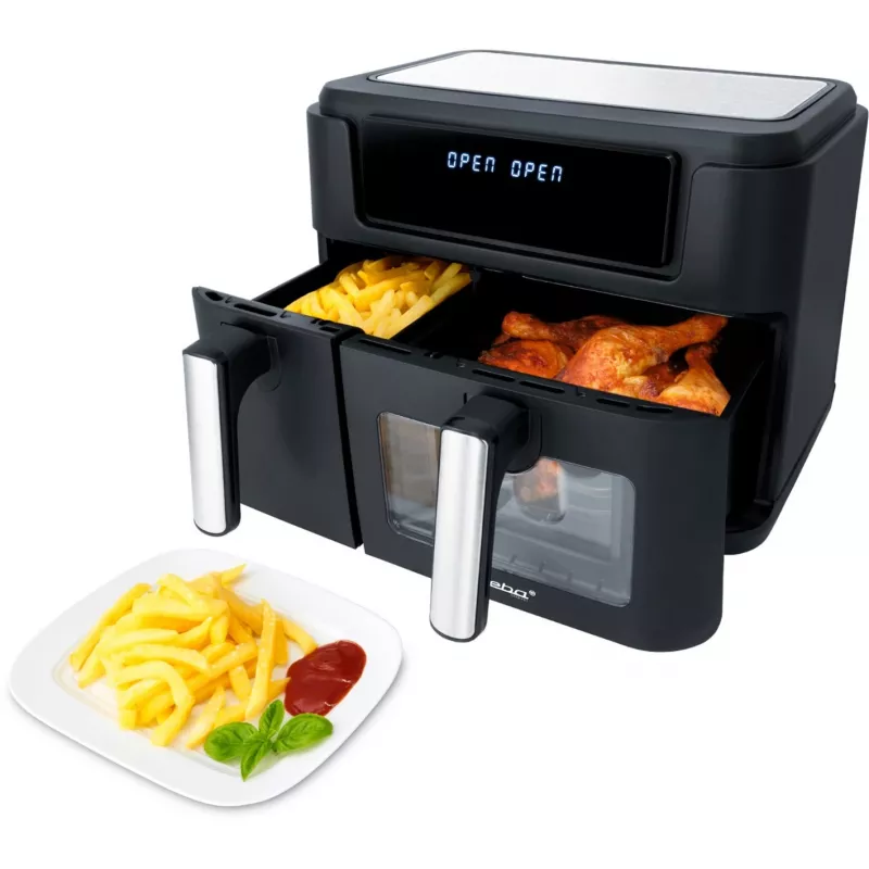 Dual Air Fryer HF 9500 DUO (black, 2.400 Watt, 2 baskets 6 L + 3.5 L)
