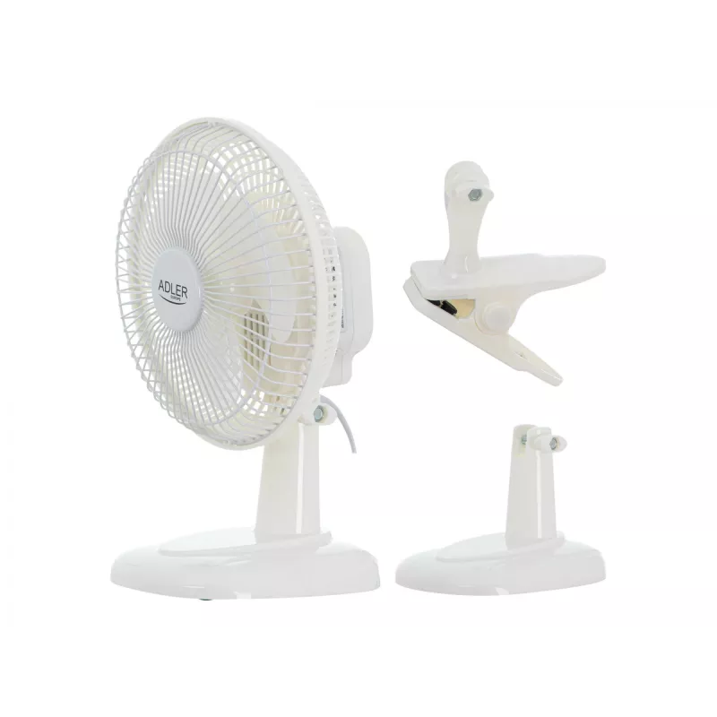 Adler | Fan with clip | AD 7317 | Table Fan | White | Diameter 15 cm | Number of speeds 2 | 30 W