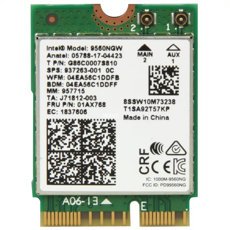 Intel Wireless-AC 9560 - Network Adapter - M.2 2230 - 802.11b, 802.11a, 802.11g, 802.11n, 802.11ac, Bluetooth 5.0
