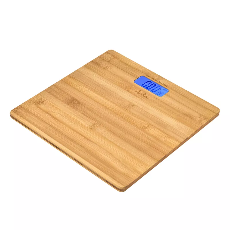 Electronic personal scale Jata HBAS1489 — 180 kg capacity, 100 g accuracy, 10.2 cm LCD, bamboo platform