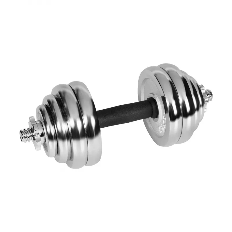 Adjustable Cast Iron Chrome Dumbbell Set 30 kg in Case with Barbell Handle by Rebel Active