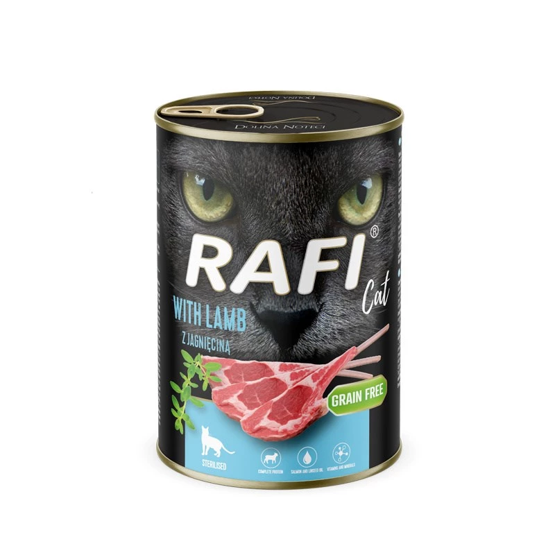 Wet cat food Dolina Noteci Rafi Lamb 400 g pouch — lamb recipe, complete adult diet