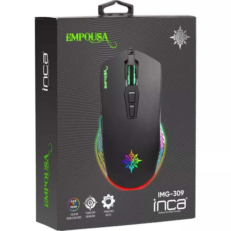 INCA Gaming Mouse IMG-309 7200 DPI. RGB. 7 Buttons. USB. SW retail