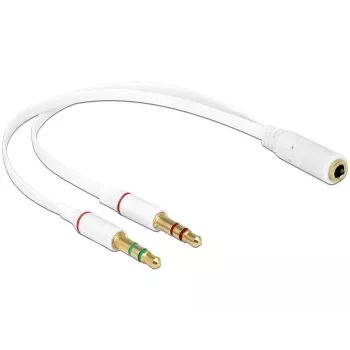 Audio Cable DeLOCK 65585 0.2m 2x3.5mm Male to 3.5mm Female White