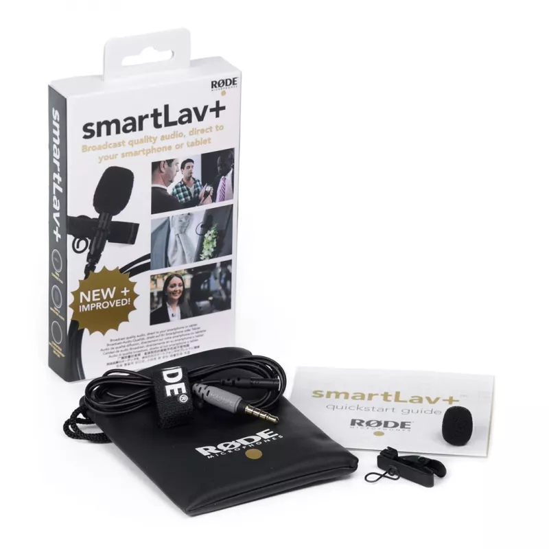 Lavalier microphone RØDE smartLav+ — wired omnidirectional 3.5 mm, 20–20,000 Hz, -35 dB sensitivity, 2 pcs, carrying case