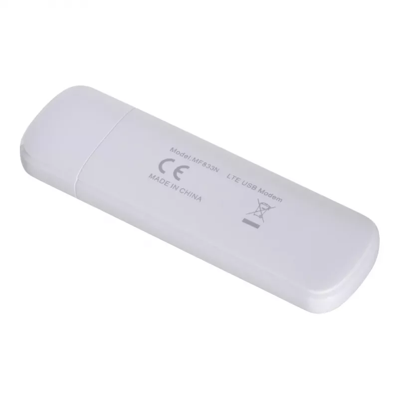 USB cellular modem ZTE MF833N, portable USB form factor, 4G LTE-FDD/TDD up to 150 Mbps, HSUPA/2G support, microSD slot, white