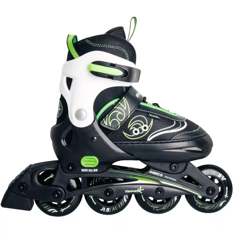 Inline skates Muuwmi 682 adjustable size 33–36 Green/Black with protector set