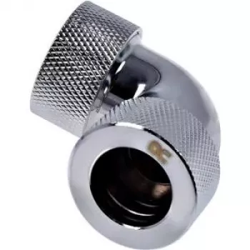 Alphacool HT 16mm HardTube Screw-In Fitting 90° L-connector - knurled - Chrome (17297)