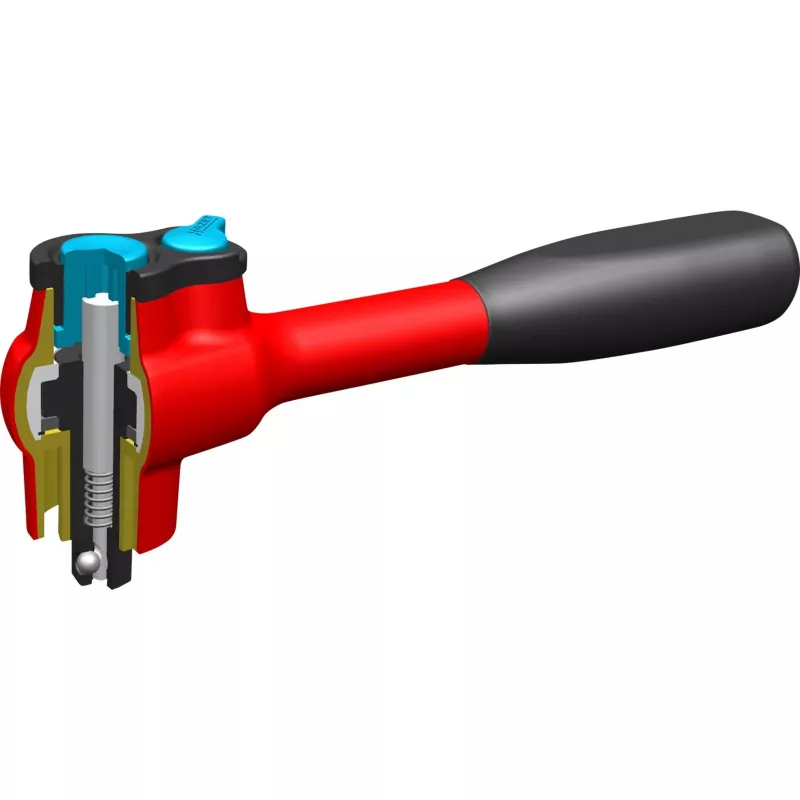 Fine-Tooth Reversible Ratchet 8816HPKV, insulated Red, Operating Angle 4°, Ball Lock