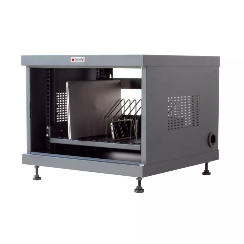 Rack shelf TECHLY 367652 cable organizer with 3M adhesive mounting, steel, 550×550×410 mm, black