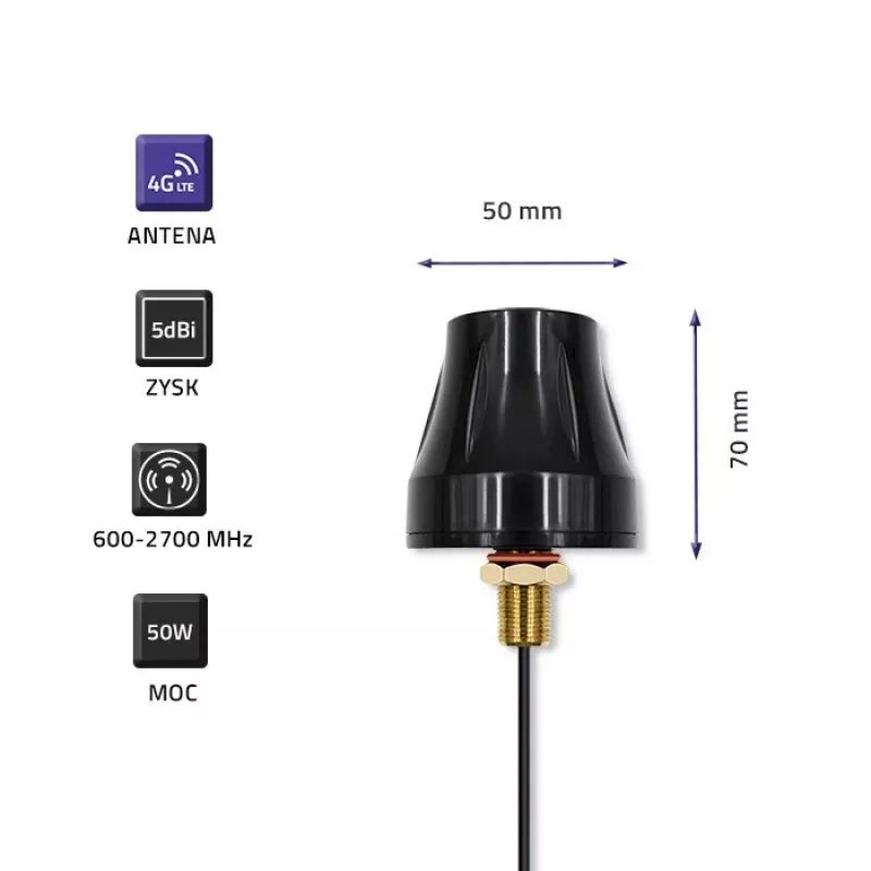 Omnidirectional 4G LTE antenna QOLTEC 57037, dual-polarized, 5 dBi gain