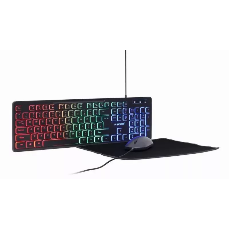 Wired full-size keyboard with mouse Gembird KBS-UML-01 — USB, QWERTY US, 104 keys, black
