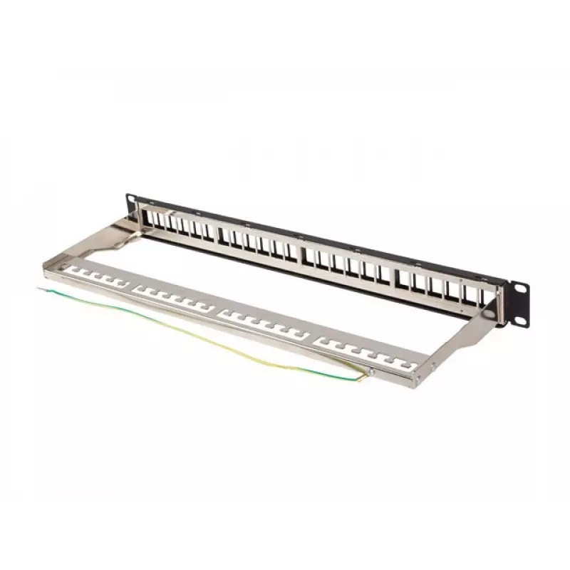Patch panel empty 24 ports 1U 19 inches ftp for keystone modules black