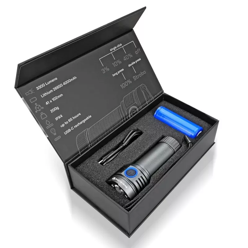 LED flashlight everActive LUMINATO R FL-3300R — 3300 lumens, rechargeable