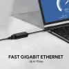 Ethernet Adapter Aukey CB-A30 USB‑C to Gigabit RJ45 10/100/1000 Mbps, USB 3.0, Aluminium, LED indicators