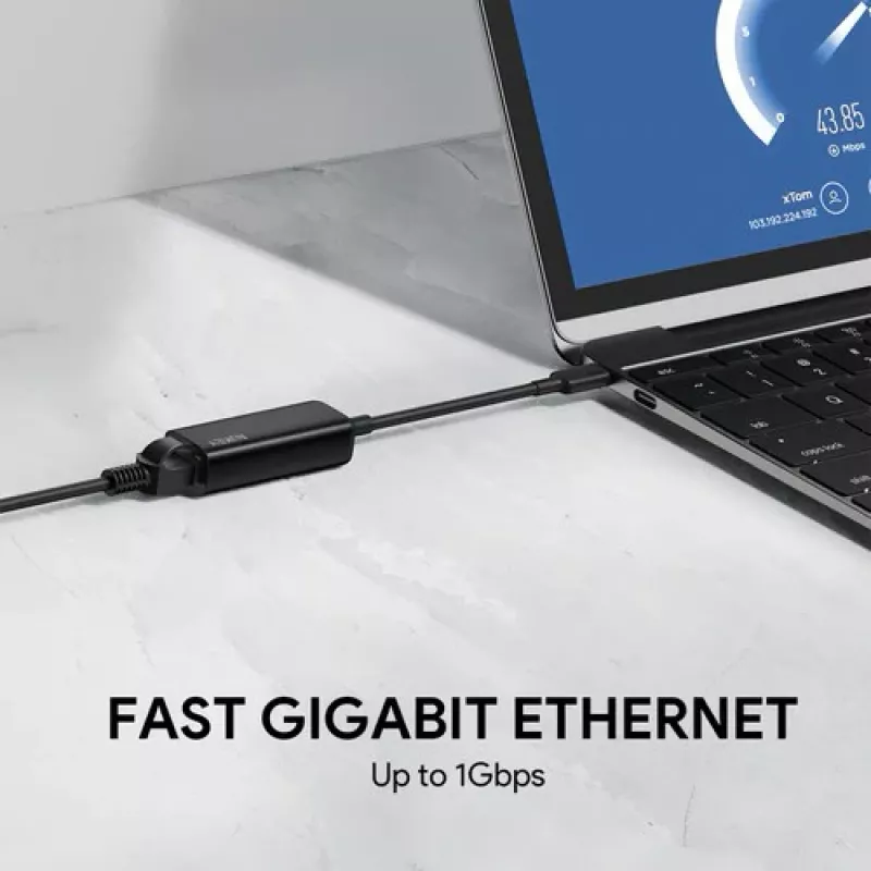 Ethernet Adapter Aukey CB-A30 USB‑C to Gigabit RJ45 10/100/1000 Mbps, USB 3.0, Aluminium, LED indicators