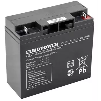 Sealed Lead-Acid AGM Battery europower EP Series 12V 17Ah – Service Life 6–9 Years