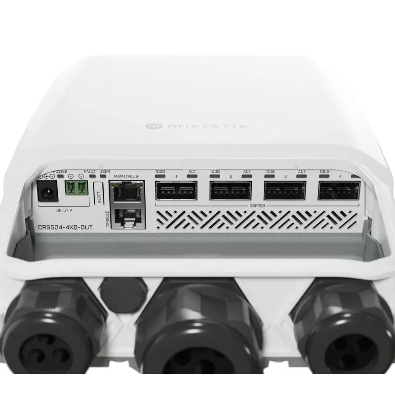 Mikrotik CRS504-4XQ-OUT network switch Managed L3 Fast Ethernet (10/100) Power over Ethernet (PoE) 1U White