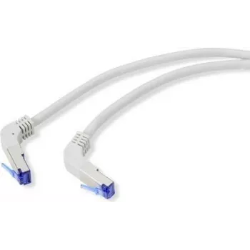Renkforce RF-4892472 RJ45 Network Cable, Patch Cable CAT 6a S/FTP 0.50 m Grey (RAL 7035) 90° nach Downward angled 1 pc(s) (RF-4892472)
