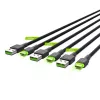 USB-C Cable Set Green Cell GC Ray — USB A to USB C 3 lengths (30 cm, 120 cm, 200 cm), USB PD, 480 Mbps, 2.4 A, black