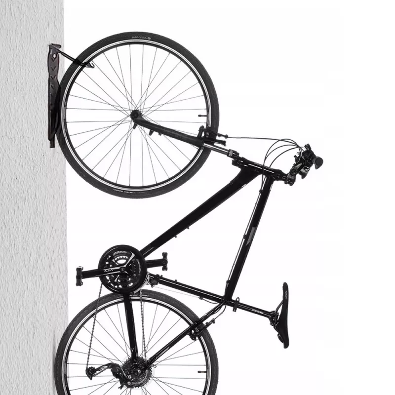 Wall-mounted bicycle rack MACLEAN MC-432, vertical bike mount, adjustable width, max load 30 kg, black