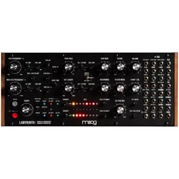 Analogue semi-modular synthesiser moog Labyrinth — monophonic, 20-in/12-out patchbay, sequencer, natural wood