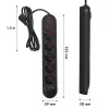 Power strip MACLEAN MCE395 B — 5 sockets, 3×USB, 110–240V AC, 2.1A USB, 2500W, 1.5 m cable, black