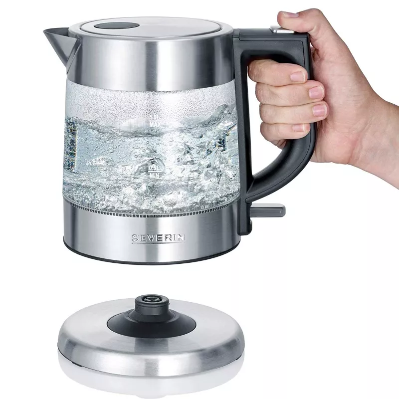 Severin WK 3468 electric kettle 1 L 2200 W Black, Stainless steel, Transparent