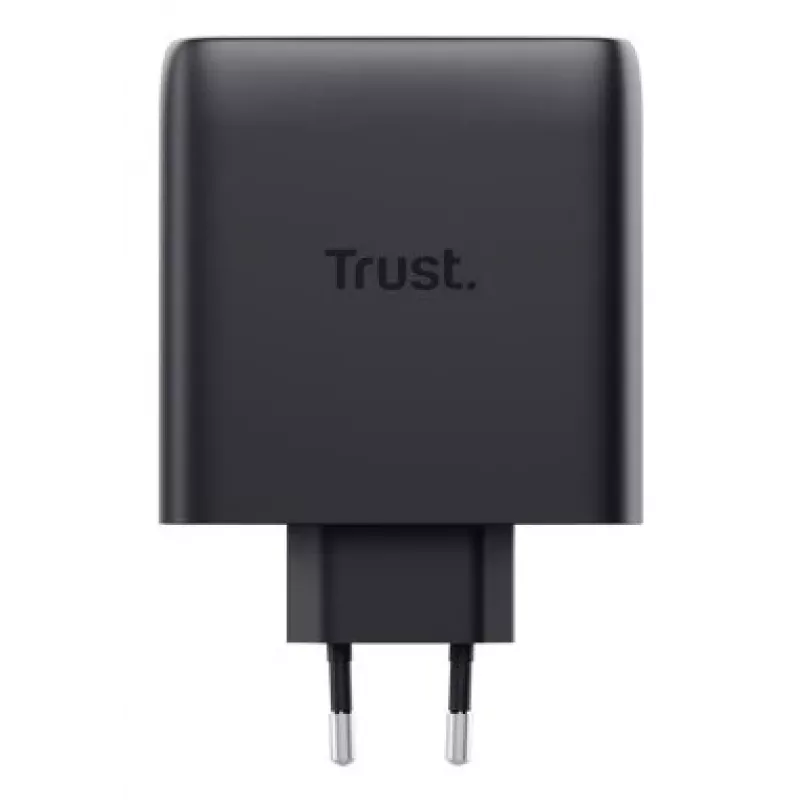 TRUST Maxo 100W 2-Port USB-C GaN Charger — 100 W, 2× USB-C, 20 V max, 2 m cable, black