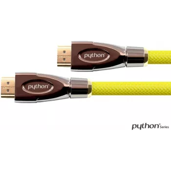 PYTHON Anschlusskabel High-Speed-HDMI mit Ethernet 4K2K / UHD - AKTIV (Redmere Chipsatz) - OFC - Nylongeflecht gelb - 30m - PYTHON Series