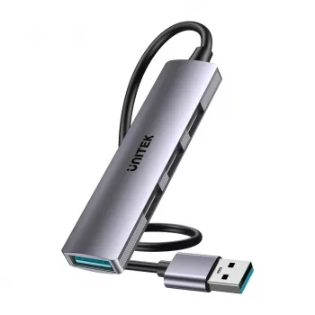 USB hub Unitek H1208CGY01 — 4-port USB 3.0 (5 Gbps), backwards compatible with USB 2.0, aluminium