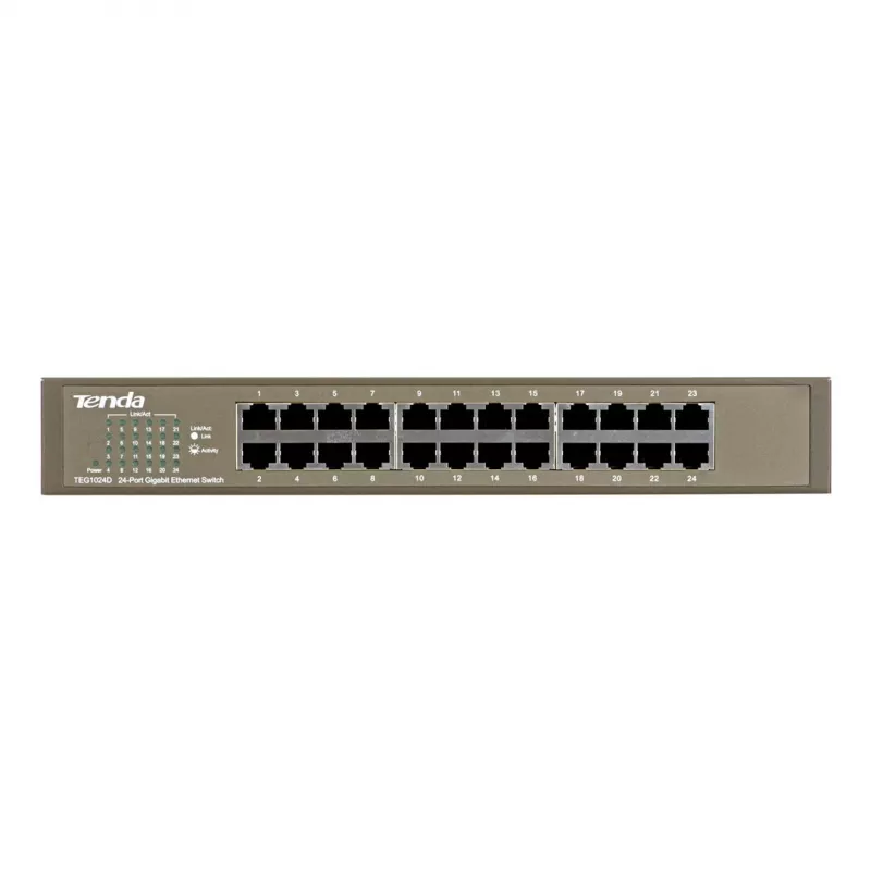 Unmanaged switch TENDA TEG1024D 24-port Gigabit Ethernet, 48 Gbps, 8000 MAC table, blue