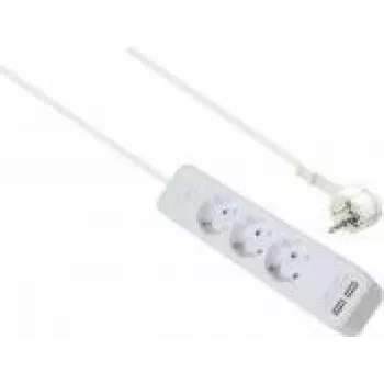 Power strip helos ADVANCED 3-socket with USB charger, white, 1.5 m cable