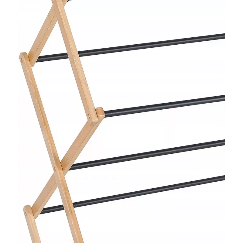 Clothes horse PROMIS ANCONA, foldable steel dryer with wood finish, 10 m drying space, 1000 mm height