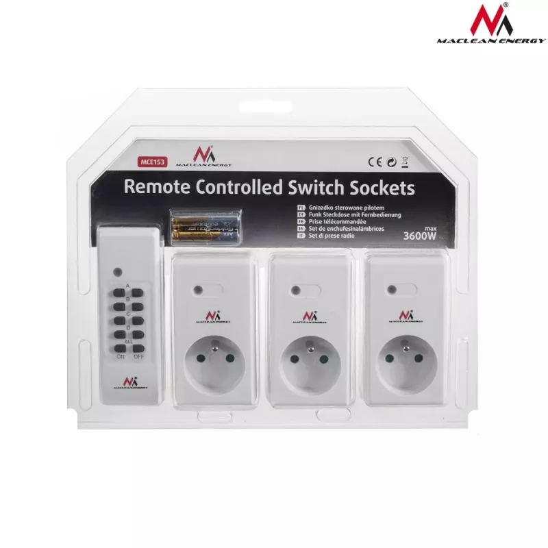 MCE153 remote controlled power sockets 3pcs. - programmable + remote control battery