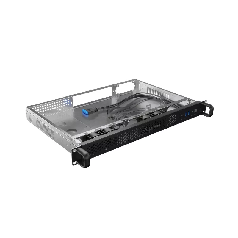 Lanberg SC01-3001-10B 1U Rackmount Server Chassis for Mini-ITX, Black, 4x 40mm Fans