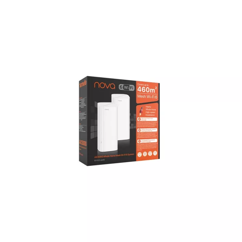 Wireless router TENDA EX12 2-Pack Dual-band 2.4/5 GHz Wi‑Fi 6E, 4 internal antennas, 3 LAN ports