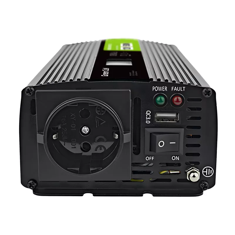 Green Cell Voltage Converter PowerInverter LCD 12 V 500W/1000W Car Inverter with display - pure sine wave power adapter/inverter Auto Black