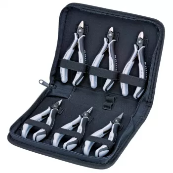 Precision Electronics Pliers Set ESD, 6-piece (black/Grey, Version ESD, electrically dissipative)