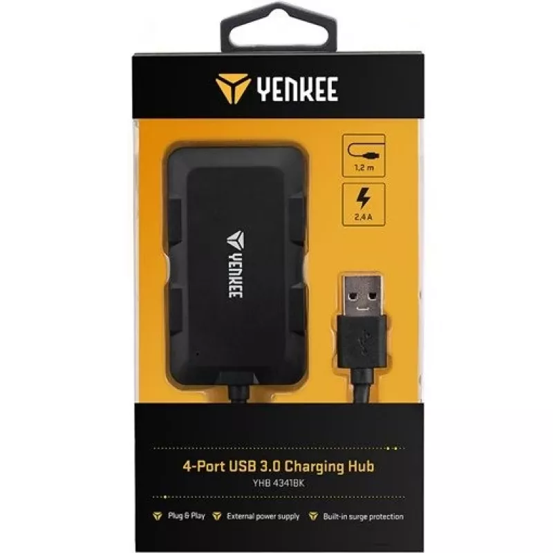 Yenkee YHB 4341BK 4-port USB 3.0 charging hub
