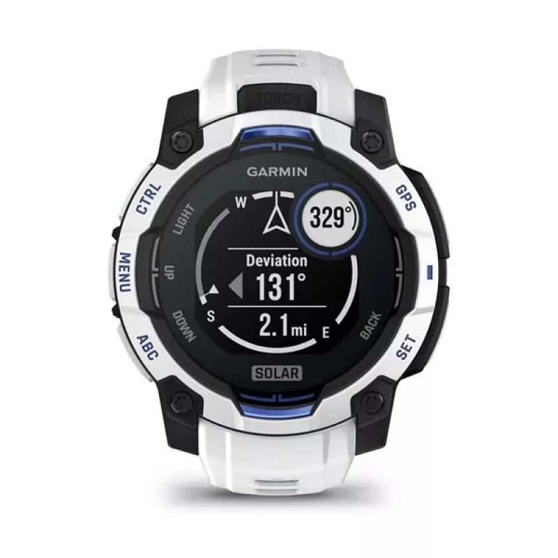 Smartwatch GARMIN Instinct 2 45 mm, MIP 0.9 inch (176×176), GPS, Solar, Silicone band Blue/White